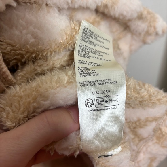 Free People Bleecker Street Tan Oversized Cardi Fur Collar Sweater Size Large/XL - Picture 10 of 12